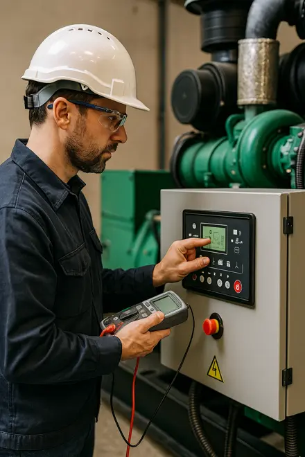Engineer performing commissioning tests